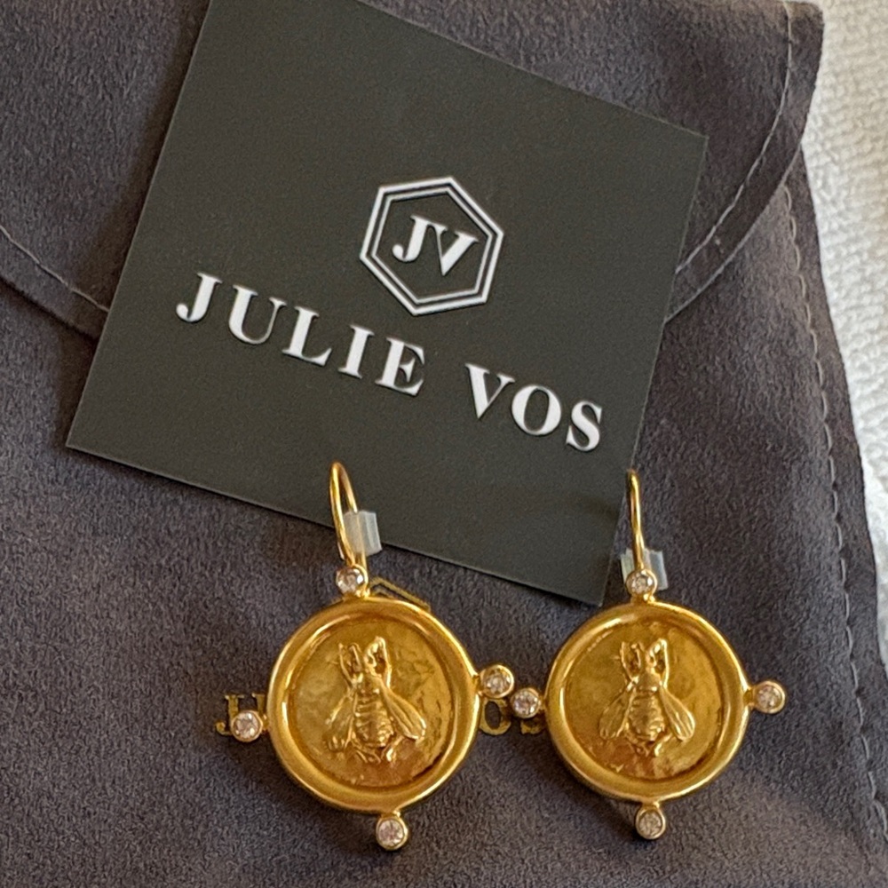 Julie Vos Gold and Silver Bee Earrings